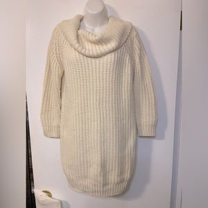 Fashion Nova Long Cowl Neck Sweater cream Sz XS